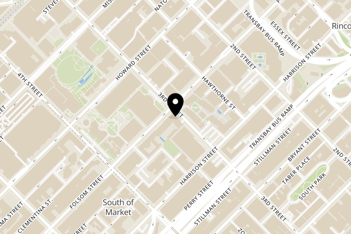 Map showing the location of Chaat Corner on 320 3rd St in San Francisco